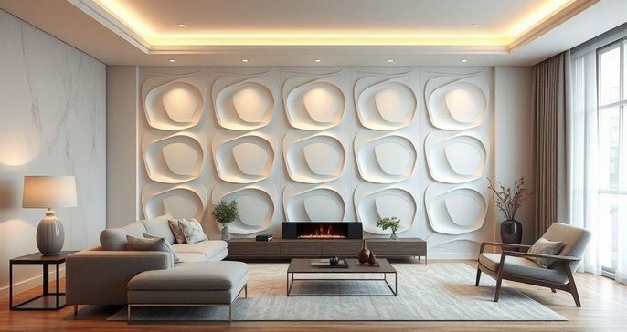 Transforme sua Sala com Placas de Gesso 3D: Dicas e Inspirações para um Ambiente Moderno e Aconchegante Transforme sua Sala com Placas de Gesso 3D: Dicas e Inspirações para um Ambiente Moderno e Aconchegante